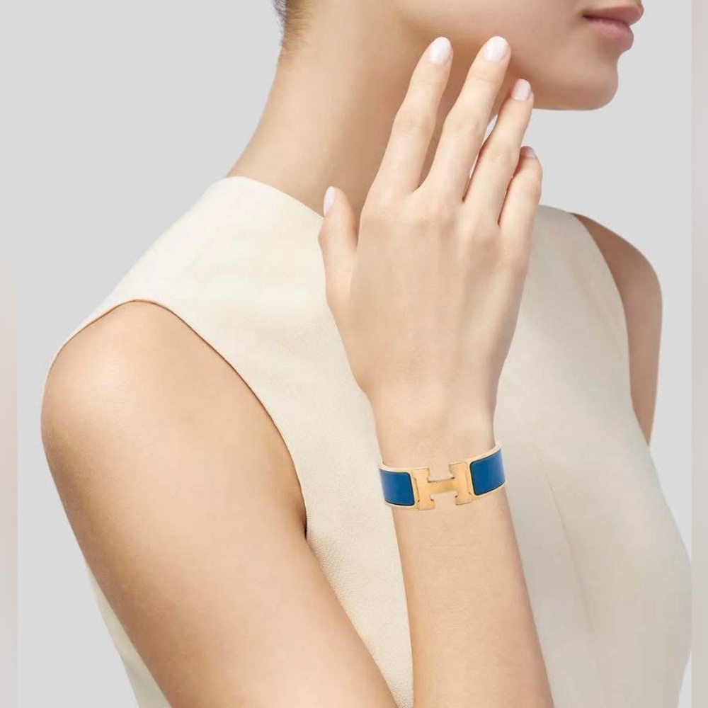 Hermes Clic Clac H Bracelet Gold / Blue PM size GUC